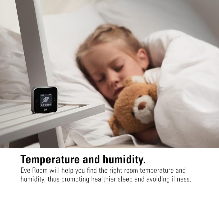 Eve Room - Indoor air Quality Sensor to Monitor air Quality (VOC), Temperature & Humidity, Apple HomeKit Technology, Bluetooth and Thread