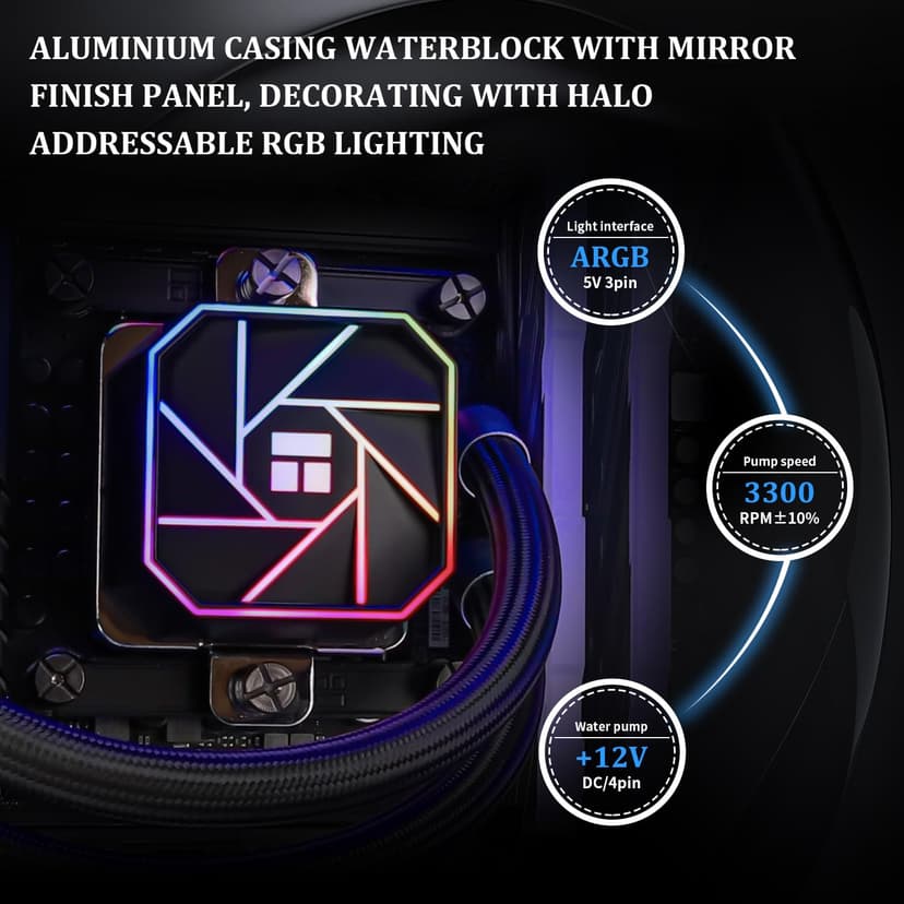 Thermalright Aqua Elite 120 V3 AIO CPU Cooler, 120mm Liquid Cooling, ARGB PWM Fans, Intel LGA1150-1200/AMD AM4-AM5