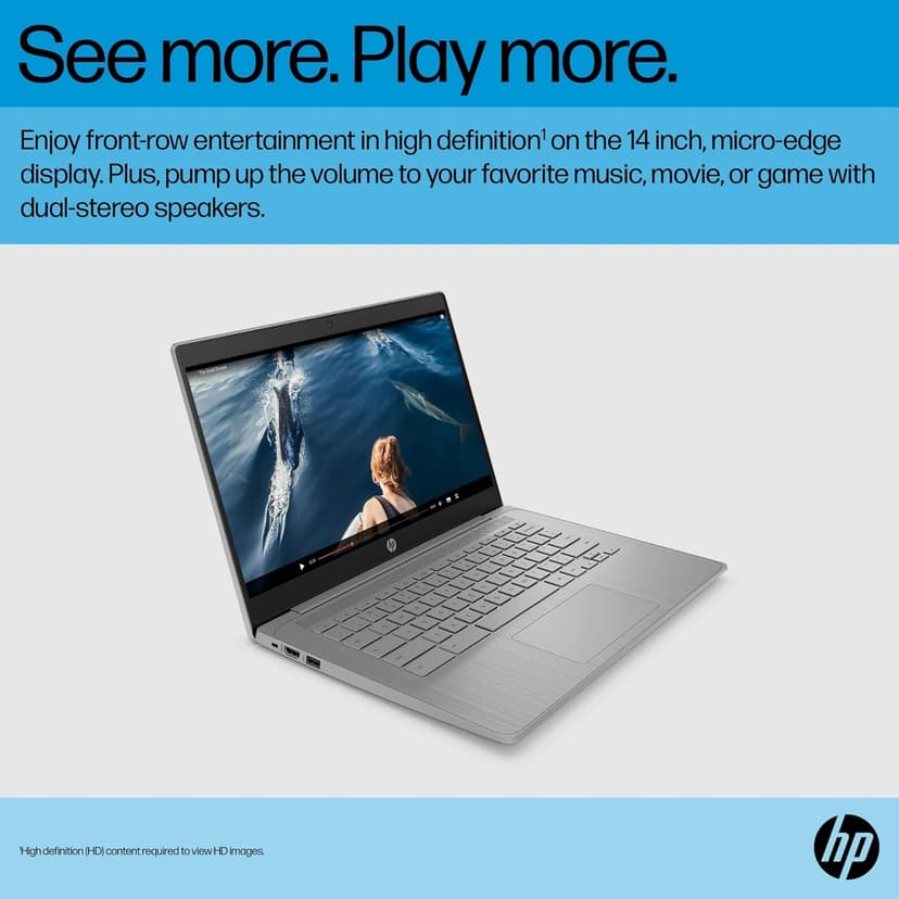 HP Chromebook 14 Laptop (14" HD, Intel 4-Core Celeron N4120, 4GB RAM, 192GB Storage, UHD Graphics 600) for Home & Student, Light Weight & 14-Hr Battery Life, Webcam, Wi-Fi, IST HUB, Chrome OS, Grey