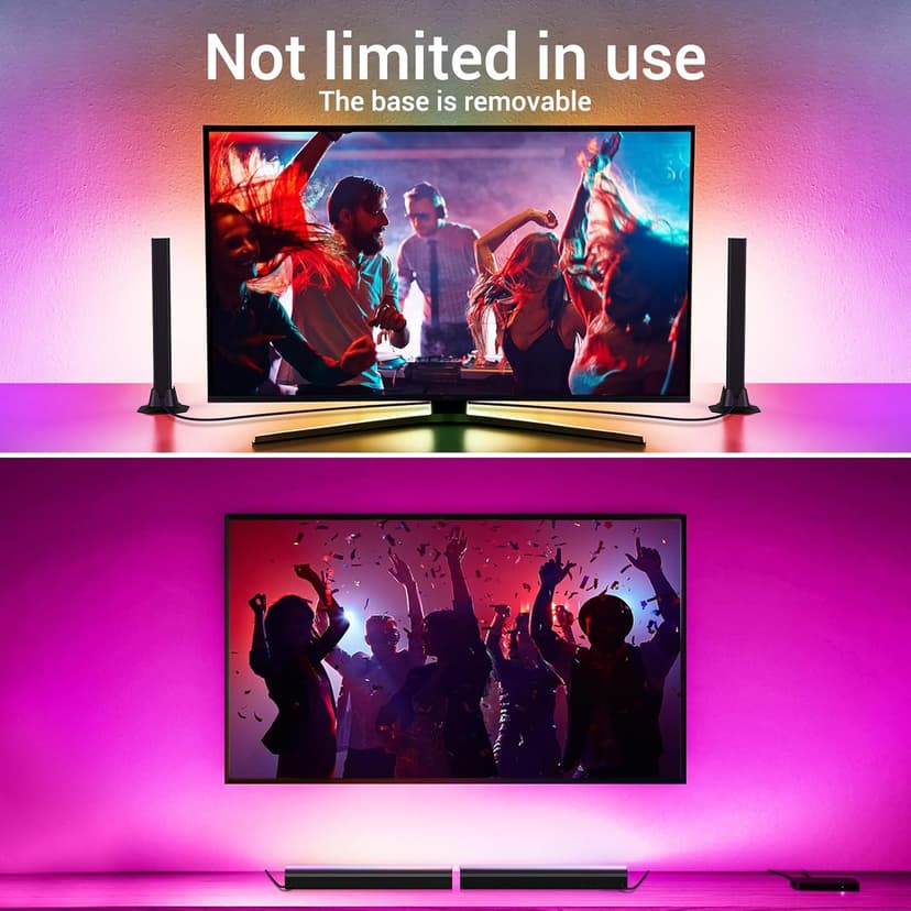 RGB Light Bar, Music Sync RGB IC LED Lights Bars, USB Powered Ambient Lighting, Remote Control Color Changing Gaming TV Backlight, 8 Dynamic Modes for PC Room Monitor Desk
