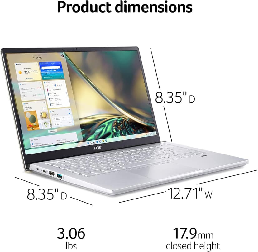 Acer Swift X SFX14-42G-R607 Creator Laptop | 14" Full HD 100% sRGB | AMD Ryzen 7 5825U | NVIDIA RTX 3050 Ti Laptop GPU | 16GB LPDDR4X | 512GB SSD | Wi-Fi 6 | Backlit KB | Windows 11, Gray