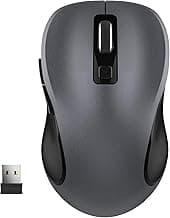 WisFox 2.4G Wireless Mouse for Laptop, Ergonomic Computer Mouse with USB Receiver and Type-C Adapter, 3 Adjustable Levels DPI, 6 Button Cordless Wireless Mice (Grey)