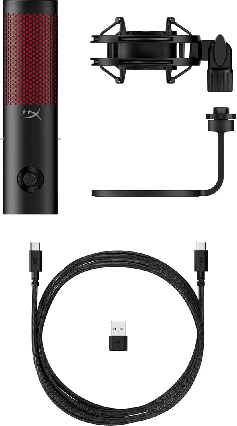 HyperX QuadCast 2 – USB Microphone for Gaming, Streaming and Podcasting, with On-Board Controls, LED Lighting, Removable Shock Mount, PC, Mac, PS5, PS4, USB-C - Black