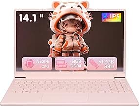 14.1" FHD Light Pink Laptops Business & Student Laptop Computer, 4-Core 2.9GHz N5095, 8GB RAM 512GB SSD Numeric Keypad, Standard HDMI Lightweight & Slim Portable, Win11 Pro, 2 Year Warranty