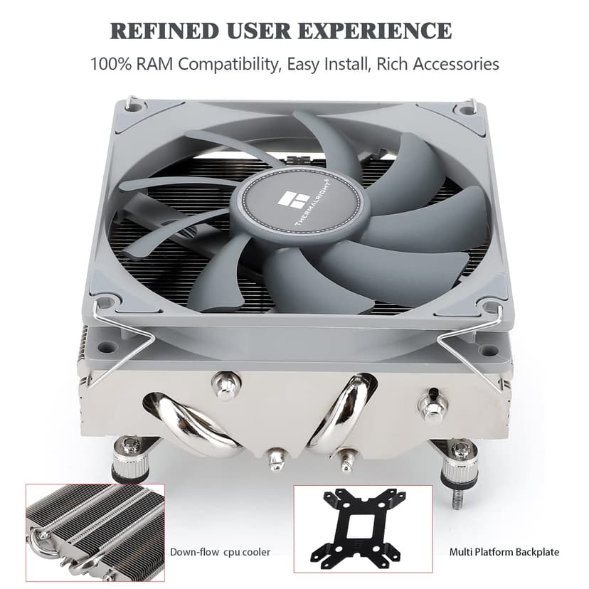 Thermalright AXP90-X53 Black Low Profile ITX CPU Air Cooler, 53mm Height, TL-9015B Slim PWM Fan ITX CPU Heatsink Cooler, AGHP Technology, for AM4/ AM5/Intel 1700/1150/1151/1200/1851(Black)