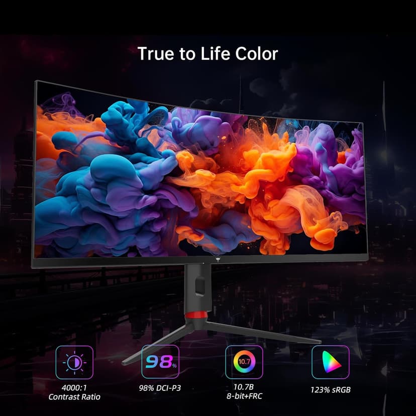 34'' Curved Ultrawide Gaming Monitor, 21:9, 3440x1440p 165Hz 1ms, 1500R Curved Monitor, Freesync G-sync, Picture by Picture,PIP, Height/Tilt/Swivel/Pivot