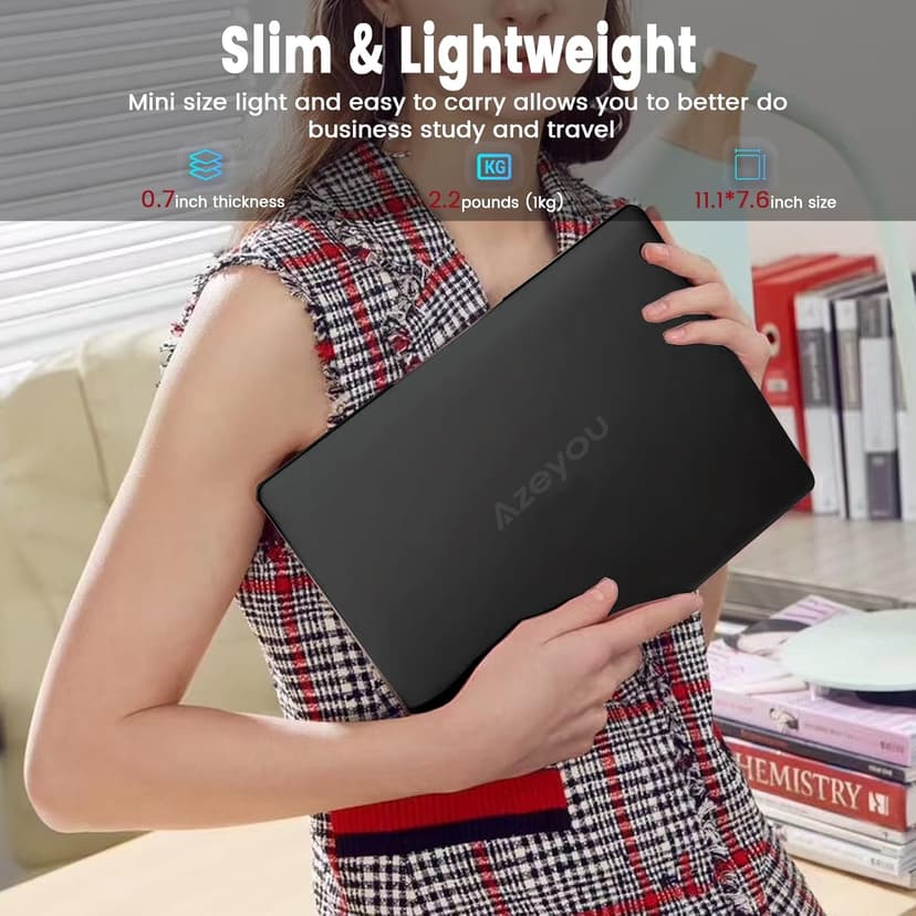 Azeyou 11.6” Laptop HD Display, Student Laptop Computer 4GB DDR4 RAM, 128GB SSD, OS 11 Pro Laptops, WiFi, BT4.2, USB3.0, Type_C 4000mAh Battery (Black)