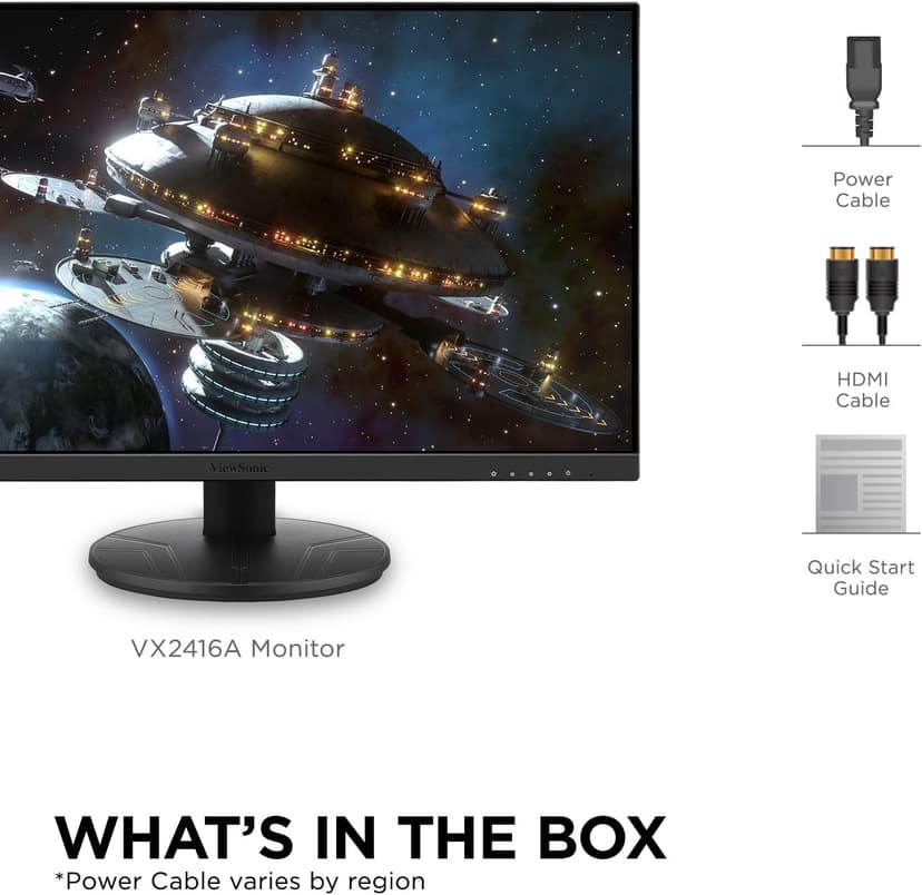 ViewSonic VX2416A 24 Inch 1080p 1ms 120Hz IPS Gaming Monitor with Eye Care, USB C, HDMI 1.4, and DisplayPort Inputs