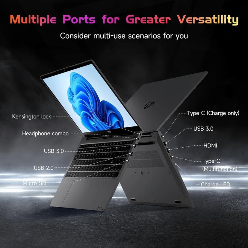 NIMO 15.6 IPS FHD-Laptop, 16GB RAM 1TB SSD Intel Pentium Quad Core N100, Computer with Backlit Keyboard Fingerprint (Beat to i3-1115G4 Up to 3.4GHz) Laptops for Student, Win 11 Gray