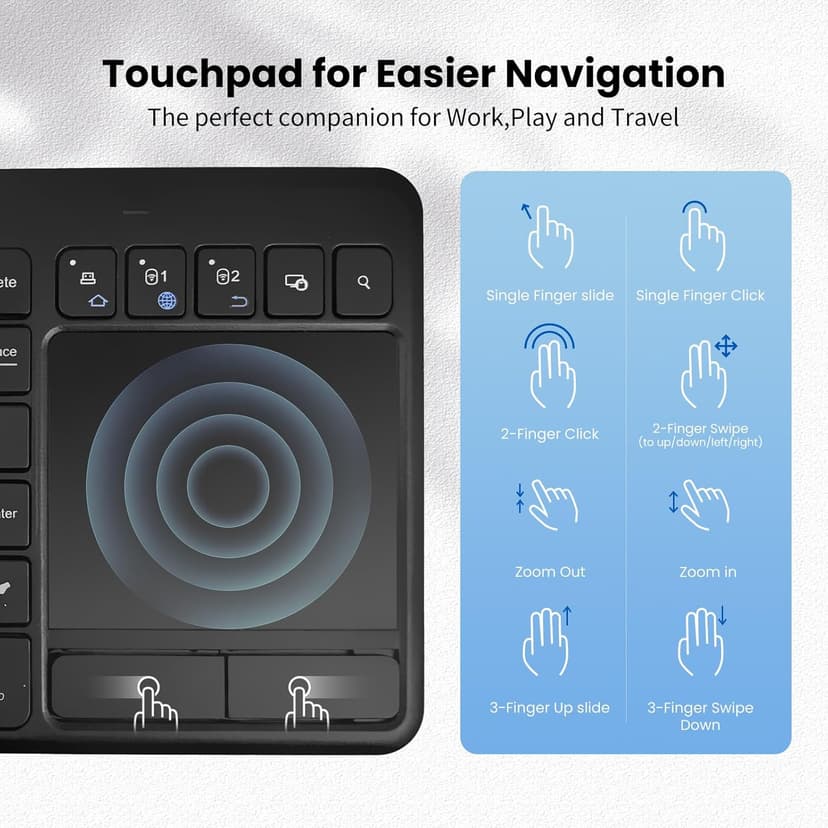 Wireless Bluetooth TouchPad Keyboard with Multi-Device,TV Keyboard with Multi-Touch Big Size Trackpad for TV,Windows,Laptop,Tablet,Windows,Android,Chrome OS