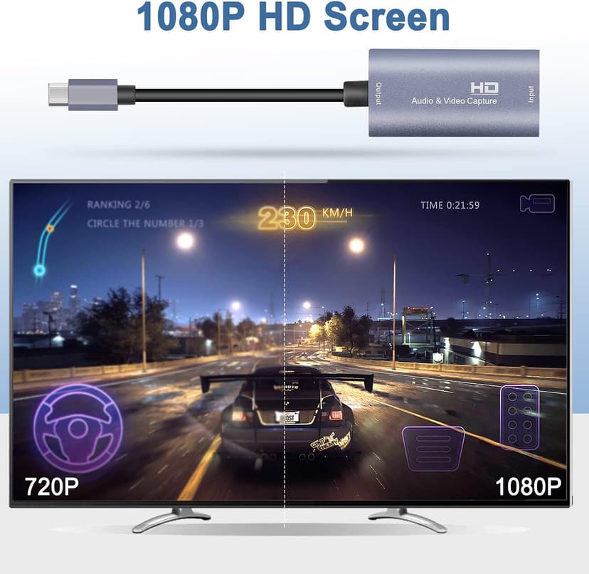 Guermok Video Capture Card, 4K USB3.0 HDMI to USB C Capture Card for Streaming, 1080P 60FPS, Compatible with iPad Mac OS Windows, Quest 3, OBS, PS5/4, Switch2/1, Xbox, Camera (Silver)