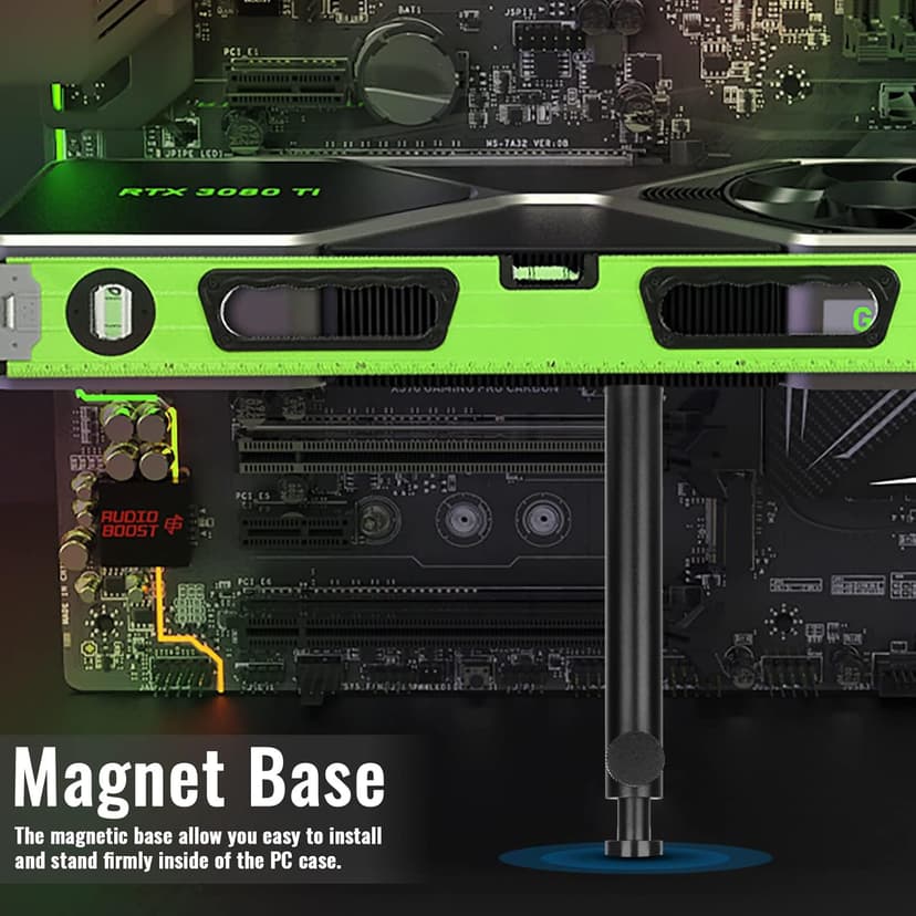 Tall GPU Support Bracket - Heavy Duty Adjustable GPU Anti Sag Holder & Support Stand for Graphics Card, 4.53"-8.27" Height Durable Black Metal PC Build Stabilizer, Large/Long GPU Sag Prevention