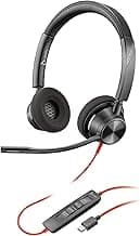 Poly Blackwire 3320 Wired Headset (Plantronics)– Flexible Microphone Boom – Hi-fi Stereo - Connect to PC/Mac via USB-C or USB-A - Certified for Microsoft Teams - Amazon Exclusive