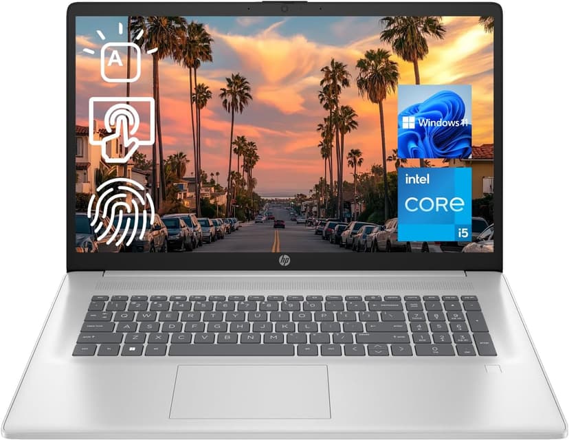 HP 17t Laptop, 17.3" HD+ Touchscreen, Intel Core i5-1135G7 Processor 2.4GHz to 4.2GHz, 16GB RAM, 512GB PCIe SSD, Webcam, Wi-Fi 6, Backlit Keyboard, Windows 11 Home, Silver
