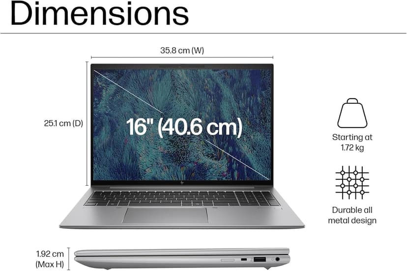HP ZBook Firefly 16 G11 Mobile Workstation Laptop (16" FHD+, Intel Core Ultra 7 155U, 64GB DDR5, 2TB SSD), AI PC for Engineer, Designer, Backlit, Fingerprint, 5MP IR Webcam, Poly Studio, Win 11 Pro