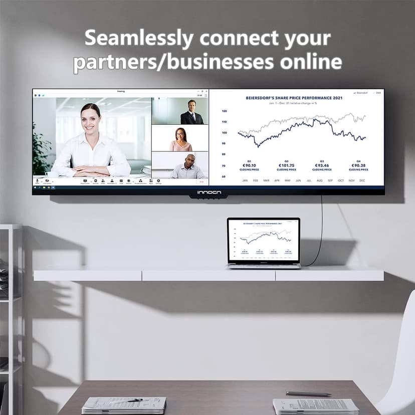 INNOCN Ultrawide Monitor 43.8" WFHD 3840 x 1080p 120Hz 32:9 IPS Computer Split Screen 96% DCI-P3 HDR400 FreeSync Premium USB Type-C HDMI Height Adjustable Mountable - 44C1G