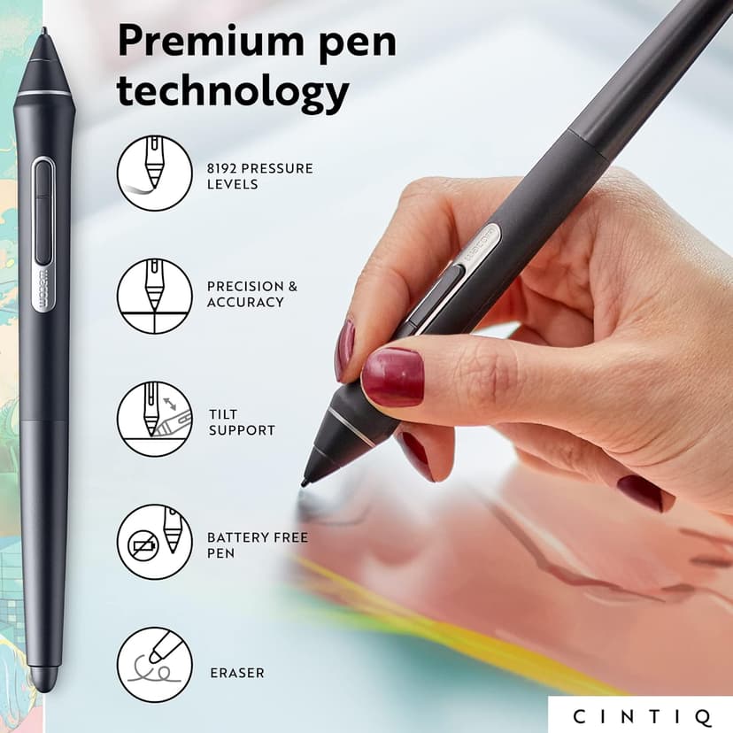 Wacom Cintiq 16 Drawing Tablet with Screen, 15.4" Full HD Display Graphic Arts Tablet Includes Pro Pen 2 w/ Tilt Response, Graphic Design Animation Display Pad for Mac, PC