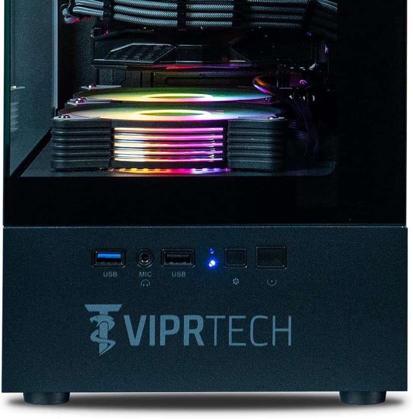 ViprTech Stryker 3.0 Liquid-Cooled PC - AMD Ryzen 7 (4.1GHz Turbo), RTX 3060 12GB, 32GB DDR4 3200, 1TB NVMe SSD, 700W PSU, WiFi BT, Win 11 Pro, RGB, Gaming Desktop Computer Prebuilt, Black