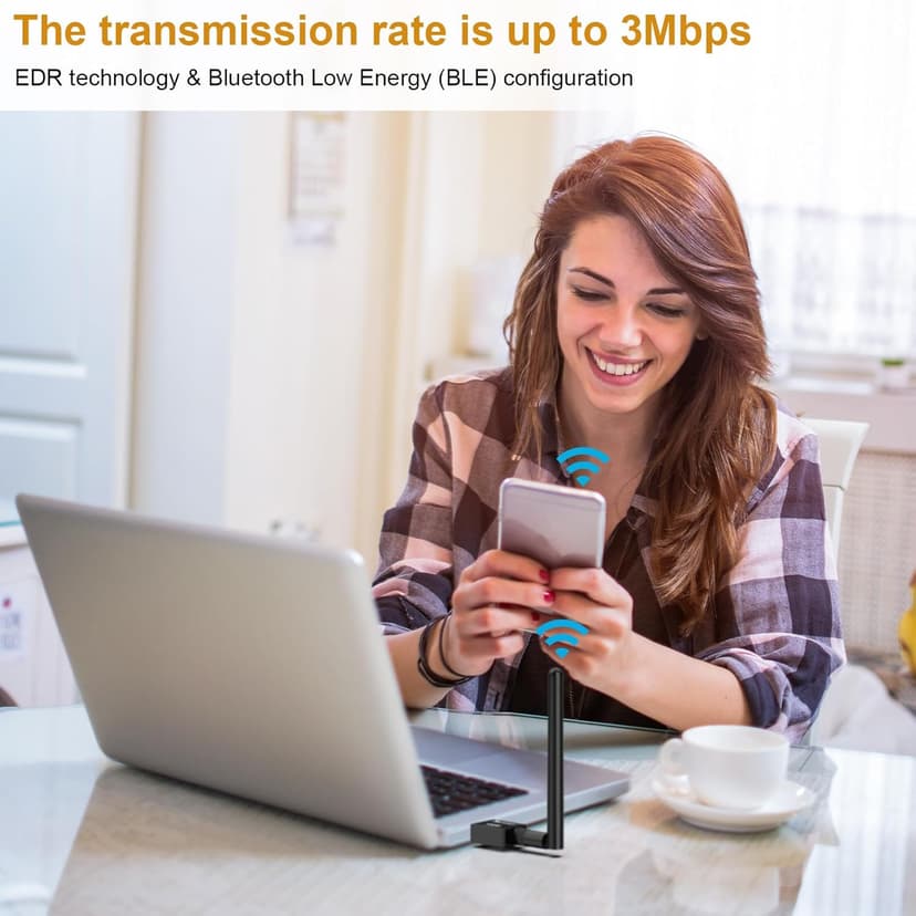 USB Bluetooth 5.4 Adapter for Desktop PC, Long Range 500FT Wireless Transfer for Headphones, Keyboard, Mouse, Compatible with Windows11/10/8.1