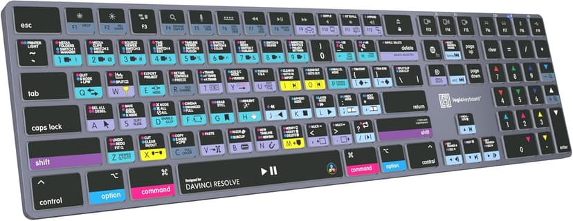 Logickeyboard Wireless Backlit 'Titan' Designed for Editing in Blackmagic's Davinci Resolve • p/n LKB-RESB-TM-US