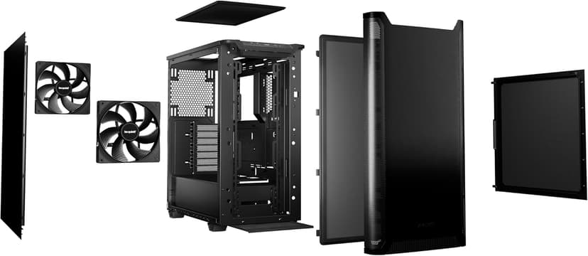 be quiet! Pure Base 501 Black ATX Case | 2 Preinstalled Pure Wings 3 140mm PWM Fans | Optimized Air Pressure | Compact PC Case | Vertical GPU Installation | USB 3.2 Gen. 2 Type C | BG073