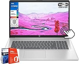 HP 17" Touchscreen Business Laptop, Intel 10-Core i7-1355U(Up to 5 GHz), Microsoft Office Pro Lifetime, 32 GB RAM, 1 TB SSD, HD Audio, 720P Webcam, WiFi 6, Bluetooth 5.3, Windows 11 Pro, Silver
