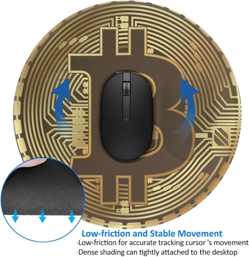 Bitcoin Crypto Currency Mouse Pad, Mouse Pads for Desk, Stitched Edge Mousepad with Non-Slip Rubber Base, Gaming Mouse Mat for Computer Laptop Home Office