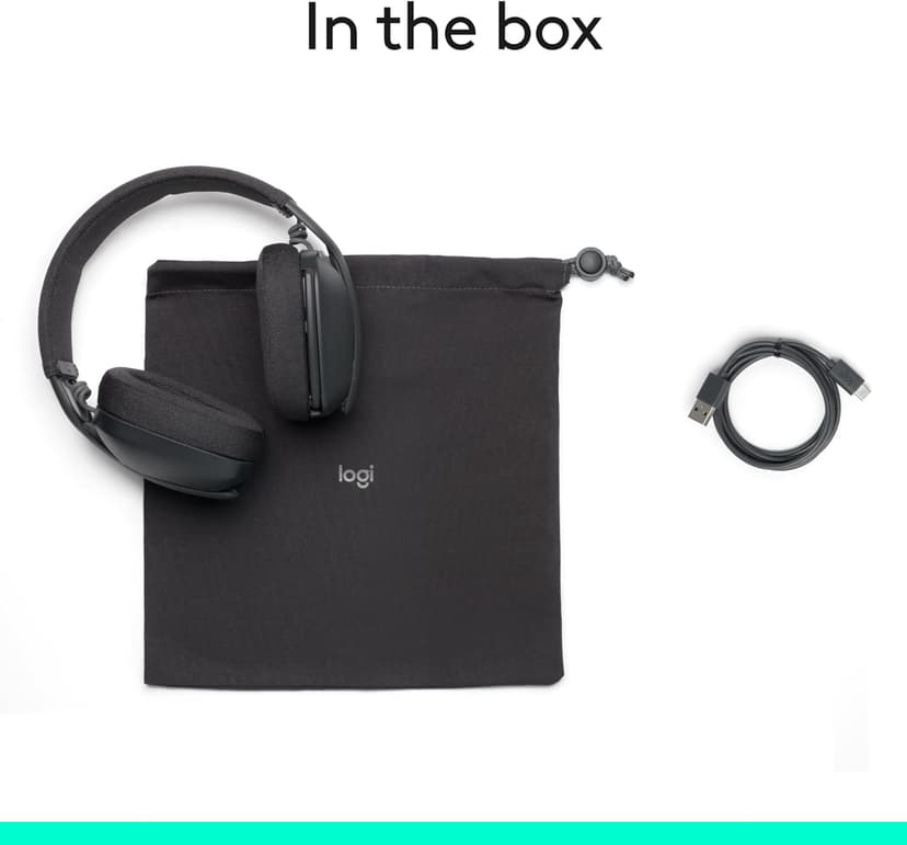 Logitech Zone Vibe 100 Lightweight Wireless Over Ear Headphones with Noise Canceling Microphone, Advanced Multipoint Bluetooth Headset, Works with Teams, Google Meet, Zoom, Mac/PC - Graphite
