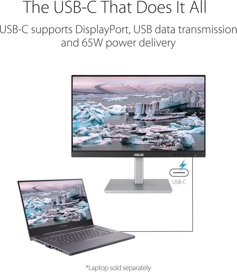 ASUS ProArt Display PA247CV 23.8 inch Monitor – IPS, Full HD (1920 x 1080), 100% sRGB, 100% Rec. 709, Color Accuracy ΔE < 2, Calman Verified, USB-C, Compatible With Laptop & Mac Monitor,BLACK
