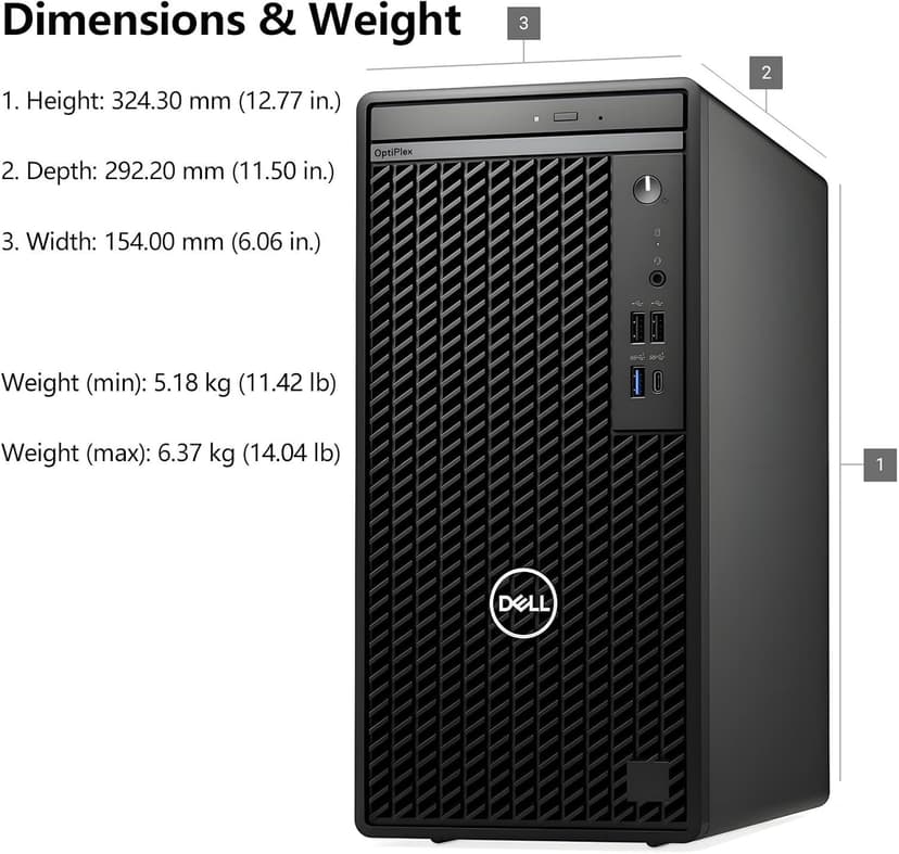Dell OptiPlex 7020 Tower 7000 Business Desktop Computer, Intel 6-Core i5-12500 (Beat i7-11700), 32GB DDR5 RAM, 1TB PCIe SSD, DVDRW, WiFi Adapter, RJ-45, Type-C, HDMI, DisplayPort, Windows 11 Pro