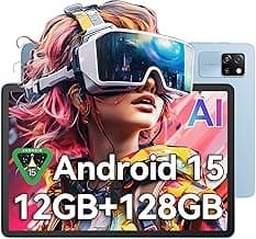 Blackview 10 inch Android Tablet, 2025 Android 14 Tablet with 12(4+8) GB+128GB 2TB Expand, Dual Speakers and Camera, BT5.3, WiFi 6, Google GMS, 2.0GHz CPU, Support Widevine L1, PC Mode,Blue