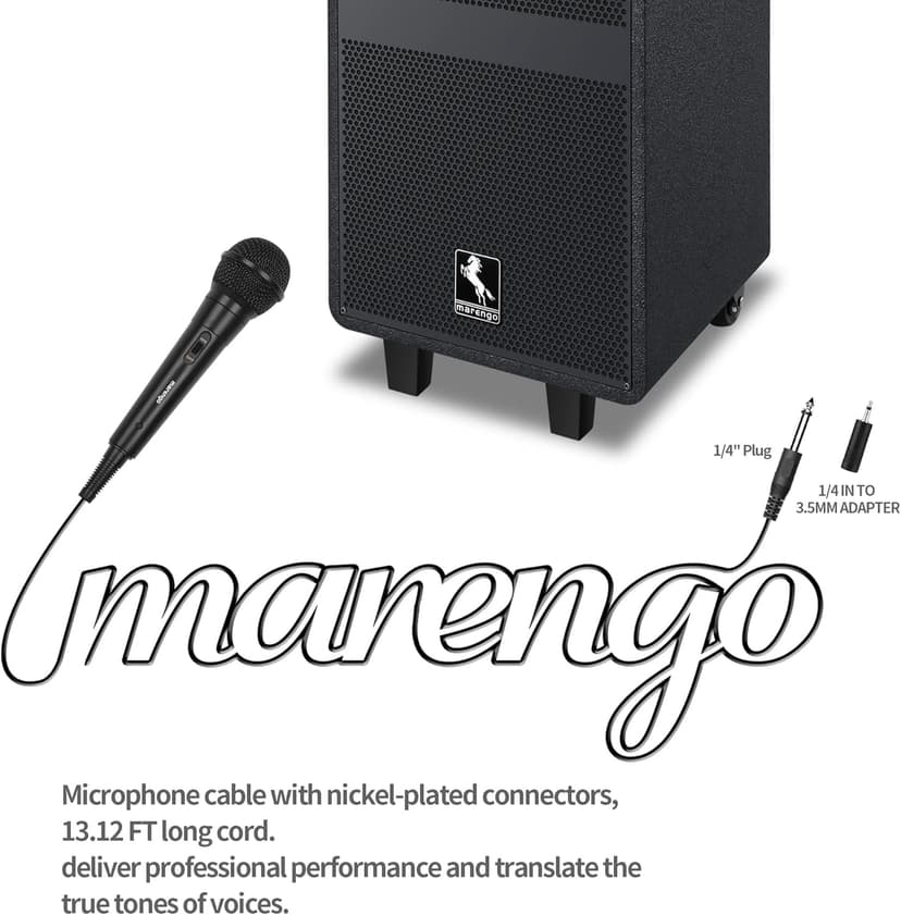 Marengo Handheld Wired Microphone, Cardioid Dynamic Vocal Mic with 13ft Cable and ON/Off Switch, Ideally Suited for Speakers, Karaoke Singing Machine, Amp, Mixer