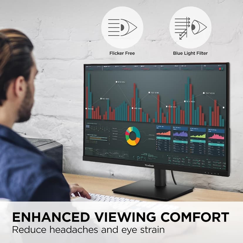 ViewSonic VS2747-H 27 Inch 1080p IPS Monitor with 100Hz, Variable Refresh Rate, Thin Bezels, Eye Care, HDMI, VGA