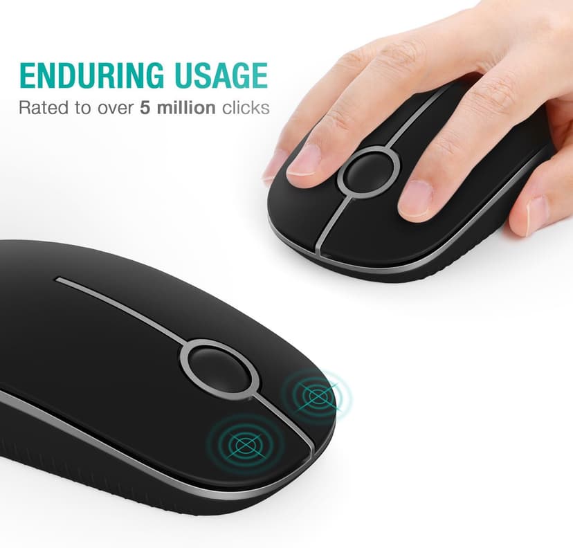 Vssoplor Wireless Mouse, 2.4G Slim Portable Computer Mouse with Nano Receiver Quiet Silent Optical Laptop Mouse for Notebook, PC, Laptop, Computer-Black and Silver