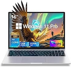 Gaming Laptop Computer - FHD 1920x1200 IPS 16:10 Screen, Core i5(Up to 3.5GHz) Quad-Core, 12GB RAM/512GB SSD, Aluminum Body, WiFi + USB 3.2/HDMI/Type-C, Slim Laptop