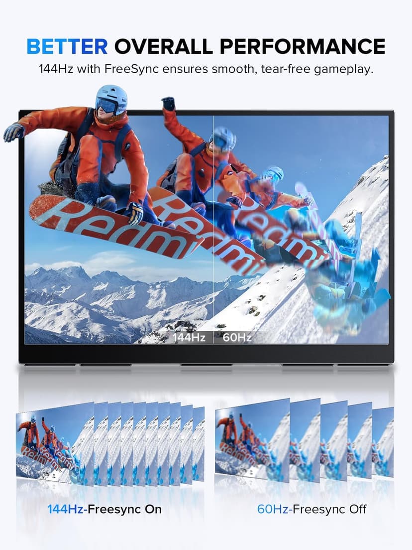 UPERFECT 2K 144Hz Portable Monitor Touchscreen 18" 2560x1600 QHD 100% DCI-P3 Laptop Monitor FreeSync HDR Gaming Monitor w/VESA & Stand 180°Adjustable, Slim Frameless Second Monitor for PC Phone