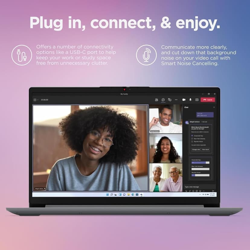 Lenovo IdeaPad 1i Laptop with Microsoft 365 Home and Business • 12GB RAM • 1TB Cloud Storage and 256GB SSD • Intel Core • 15 Anti-Glare Screen • WiFi-6 • 11HR Battery • Windows 11 • w/o Earbuds