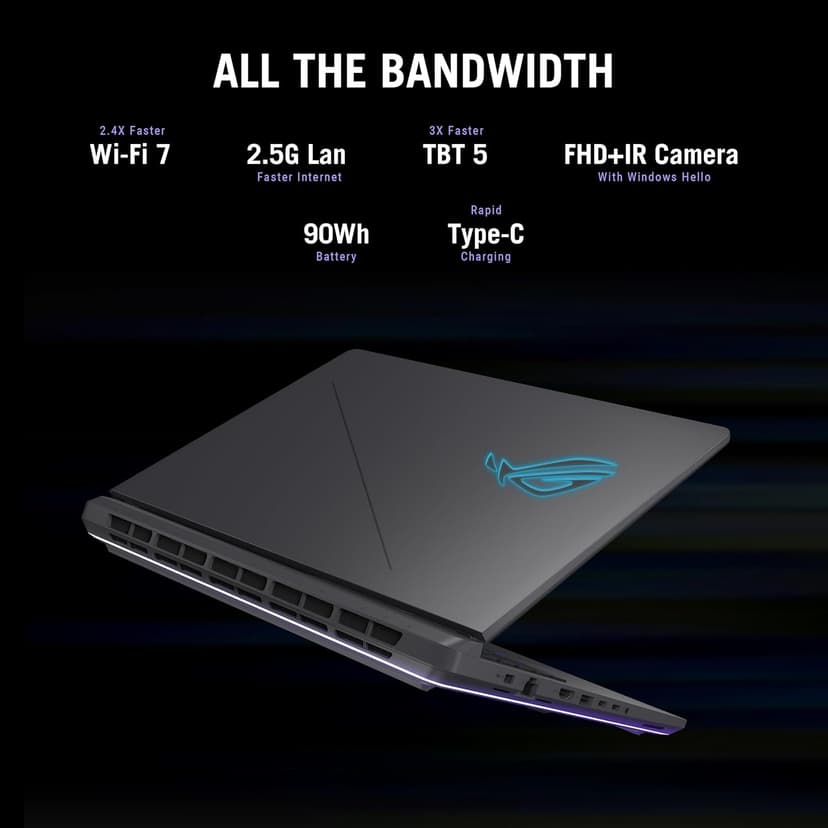 ASUS ROG Strix G16 (2025) Gaming Laptop, 16” ROG Nebula Display 16:10 2.5K 240Hz/3ms, NVIDIA® GeForce RTX™ 5070 Ti GPU, Intel® Core™ Ultra 9 275HX Processor, 32GB DDR5, 1TB SSD, Wi-Fi 7, Win11 Home