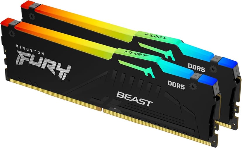 Kingston Fury Beast RGB 64GB (2x32GB) 6000MT/s DDR5 CL30 Desktop Memory | AMD Expo | Plug N Play | Kit of 2 | KF560C30BBEAK2-64