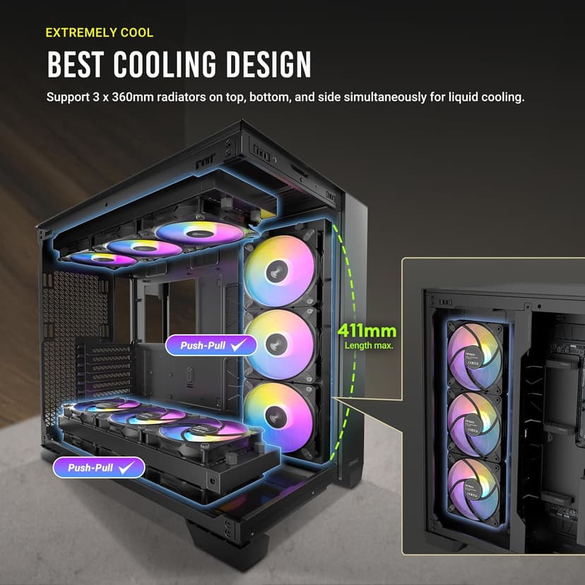 Antec C8 ARGB, 2X TQR 160mm & 1x TQ 140mm ARGB PWM Fans Included,Dual-Chamber Layout, Type-C, 360mm Radiator Support, Seamless TG Front & Side Panels, RTX 40 Compatible, Full-Tower E-ATX PC Case