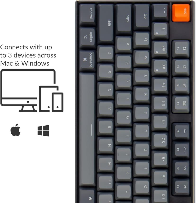 Keychron K10 Full Size 104 Keys Bluetooth Wireless Mechanical Gaming Keyboard for Mac Windows K Pro Brown Switch, Multitasking/White LED Backlight/USB C Wired Computer Keyboard