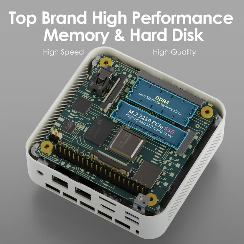 Mini Gaming PC Linux, AMD Ryzen 7 5700U (8C/16T, up to 4.3Ghz), 64GB DDR4 RAM 1TB PCIe SSD, Mini Desktop Computers with Waterproof Fabric Top, Supports 4K Triple Display WiFi/BT5.0
