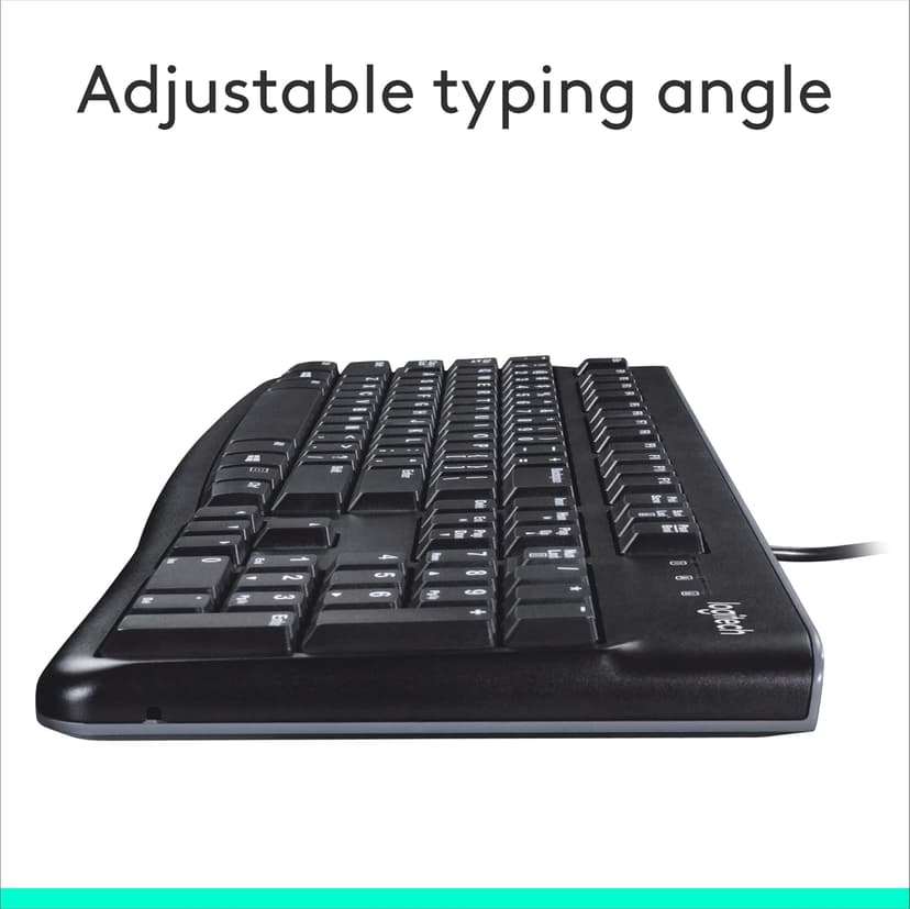 Logitech K120 Wired Keyboard for Windows, Plug and Play, Full-Size, Spill-Resistant, Curved Space Bar, Compatible with PC, Laptop - Black