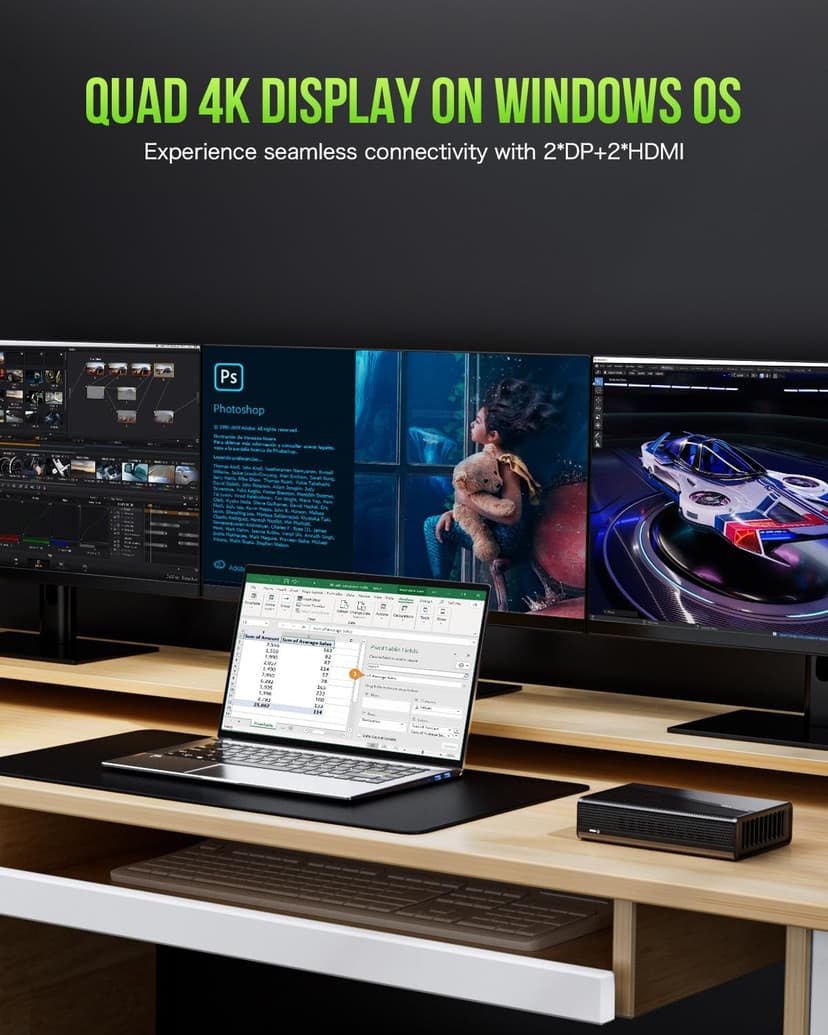 GMKtec AD-GP1 External GPU Docking Station, eGPU Enclosure with AMD Radeon 7600M XT GPU Graphics Card, HDMI2.1, DisplayPort2.0, Oculink, USB4, eGPU Dock for Mini PC Laptop Notebook Game Console