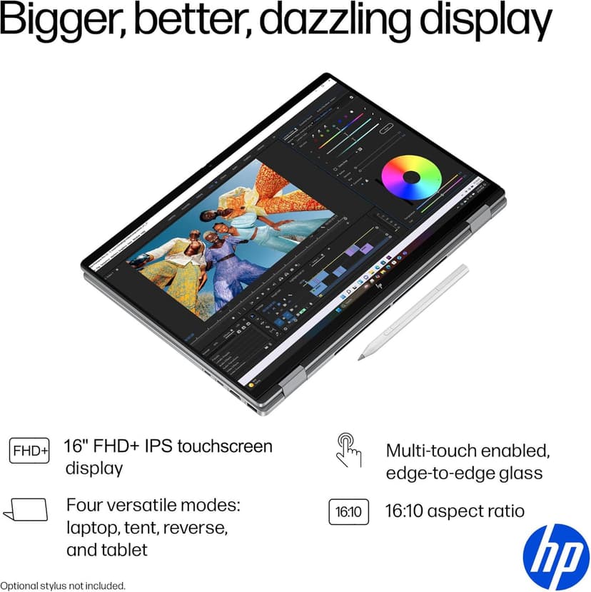 2025 HP OmniBook X Flip x360 2 in 1 Touchscreen Laptop (16" FHD+, AMD Ryzen AI 5 340 (> Intel i7-1355U), 16GB 7500 MT/s, 1TB SSD) AI Copilot+ PC for Creator, Designer, IR Webcam, Backlit, Win 11 Pro