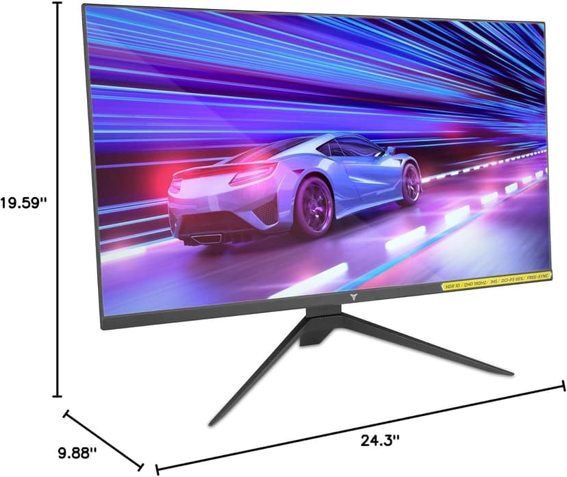 YEYIAN 27 inch 1440P QHD PC Gaming Fast IPS 2K Monitor | AMD FreeSync Premium 180Hz Refresh 1ms Response | 120% sRGB 178°Angel Tilted HDR 10 G-sync | 2 Display Port 1.4 & 2 HDMI 2.1 & Type A Input