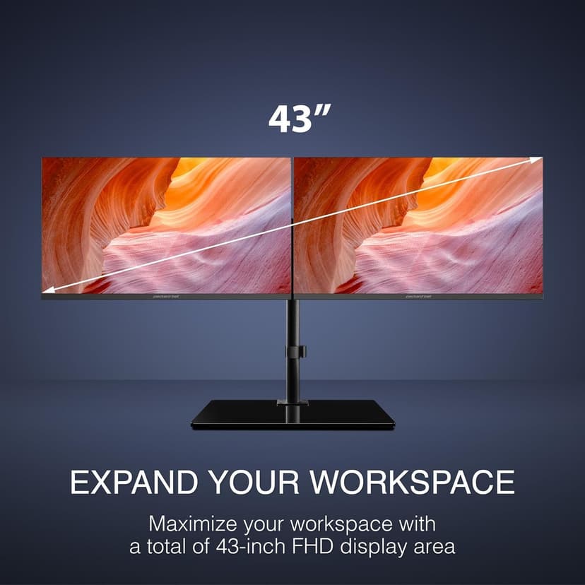 Packard Bell airFrame Dual Monitor Workstation – Two 21.5" Full HD Screens, VESA Mount, 1920x1080, 75Hz, Tilt Adjustable, HDMI/VGA, Slim Bezel – Ideal for Home, Office, Productivity & Light Gaming