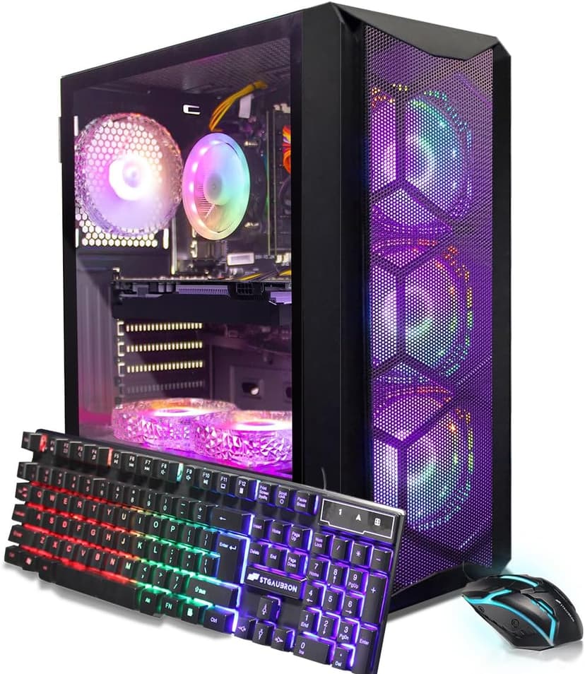STGAubron Gaming PC Computer Desktop, Intel Core i7 8th Gen up to 4.1G, GeForce RTX 3050 6G, 16G DDR4, 512G SSD, WiFi 6, BT 5.2, RGB Fan x6, Windows 11 Home
