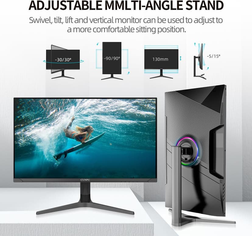 32 inch 4K UHD (3840 x 2160) Monitor IPS Ultra-Thin Computer Monitor 60Hz sRGB 100% Built-in Dual Speakers HDR10 VESA DisplayPort HDMI Height/Tilt/Pivot Adjustment