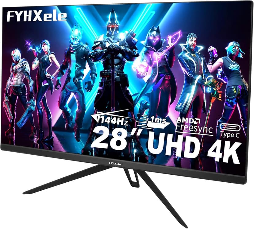 28 Inch 4K Gaming Monitor 144Hz 1ms，IPS Screen with HDR400, 100% sRGB，3840x2160 UHD, AMD FreeSync/G-Sync，PC Monitor for Gaming,Office,Type-C/HDMI/USB，VESA Mount, Bluelight Filter